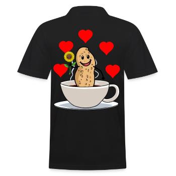 Good morning peanut coffee cup flower breakfast - Men's Polo Shirt - black - Back - Kai (181cm)