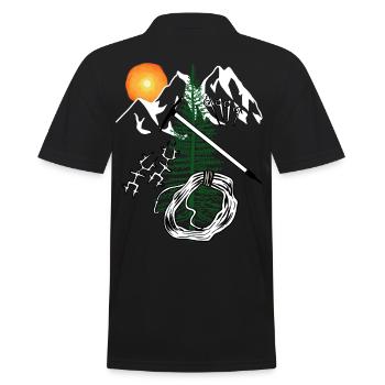 Bergsteiger Karabiner Sackleine Abseilen Gipfel - Männer Poloshirt - Schwarz - Hinten - Kai (181cm)