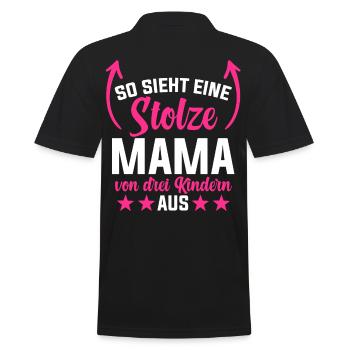 So Sieht Eine Stolze Mama Von Drei Kindern Aus - Männer Poloshirt - Schwarz - Hinten - Kai (181cm)