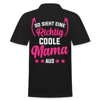 So Sieht eine Richtig Coole Mama Aus - Männer Poloshirt - Schwarz - Hinten - Kai (181cm)