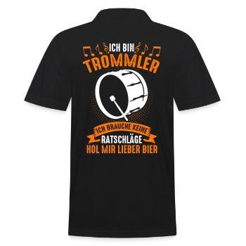 Trommel Drummer Trommeln Musiker Band - Männer Poloshirt - Schwarz - Hinten - Kai (181cm)