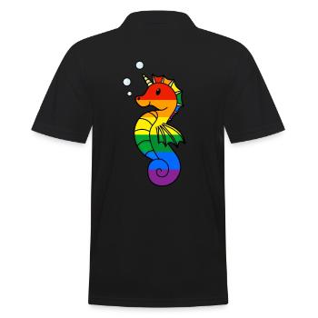 LGBT Hippocampe Licorne Drapeau arc-en-ciel Gay - Polo Homme - noir - Dos - Kai (181cm)