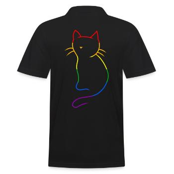 Katze LGBT Bunt Gay Pride Regenbogen Valentin - Männer Poloshirt - Schwarz - Hinten - Kai (181cm)