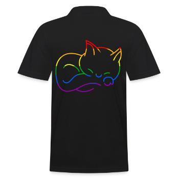 Cat LGBT Colorful Gay Pride Rainbow Colors - Men's Polo Shirt - black - Back - Kai (181cm)
