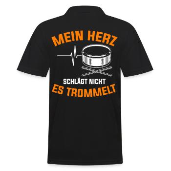 Trommel Trommler Trommeln Musikverein - Männer Poloshirt - Schwarz - Hinten - Kai (181cm)