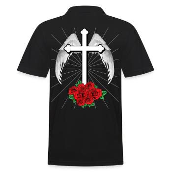 Heavenly Cross Crosses Jesus God Angel Wings - Men's Polo Shirt - black - Back - Kai (181cm)