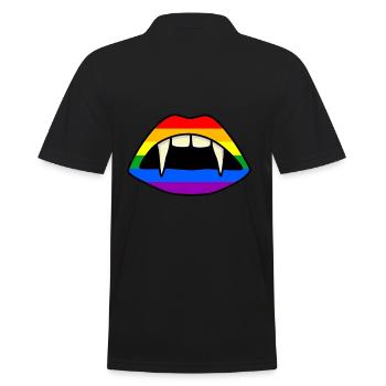 LGBT Lips Vampire Rainbow Flag Gay Pride - Men's Polo Shirt - black - Back - Kai (181cm)