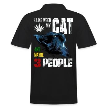 I Like Weed My Cat And Maybe 3 People graphic - Men's Polo Shirt - black - Back - Kai (181cm)