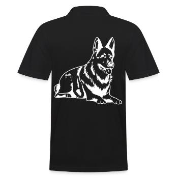 Schäferhund Silhouette Wachhund Diensthund - Männer Poloshirt - Schwarz - Hinten - Kai (181cm)