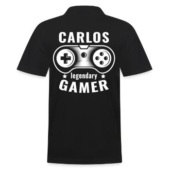CARLOS Legendary Gamer Personalized Name Gift - Männer Poloshirt - Schwarz - Hinten - Kai (181cm)