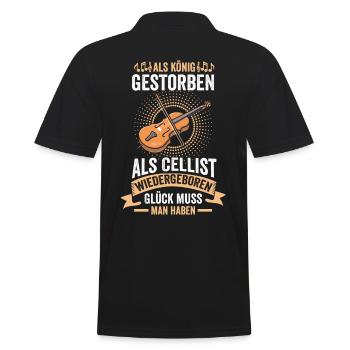 Violoncello König Cellist Cello Orchester Musiker - Männer Poloshirt - Schwarz - Hinten - Kai (181cm)