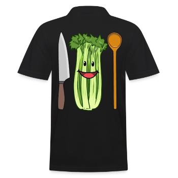 Sellerie Gemüse Stangensellerie Küchenmesser Koch - Männer Poloshirt - Schwarz - Hinten - Kai (181cm)