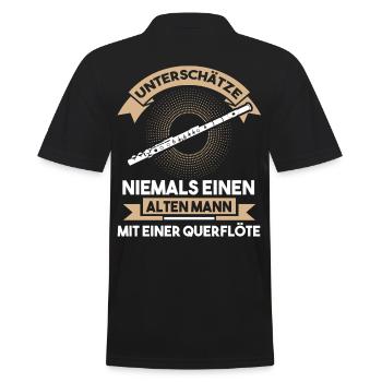 Querflöte Flöte Flötist Flötenspieler Orchester Mu - Männer Poloshirt - Schwarz - Hinten - Kai (181cm)