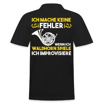 Waldhorn Musikverein Blaskapelle Hornist Musiker - Männer Poloshirt - Schwarz - Hinten - Kai (181cm)