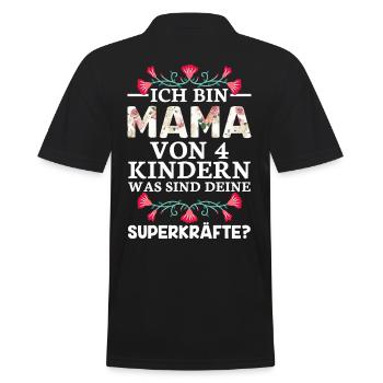 Ich Bin Mama Von 4 Kindern Was Sind Deine - Männer Poloshirt - Schwarz - Hinten - Kai (181cm)