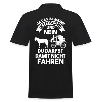 Kutscher Kutsche Pferdekutsche Fuhrmann - Männer Poloshirt - Schwarz - Hinten - Kai (181cm)