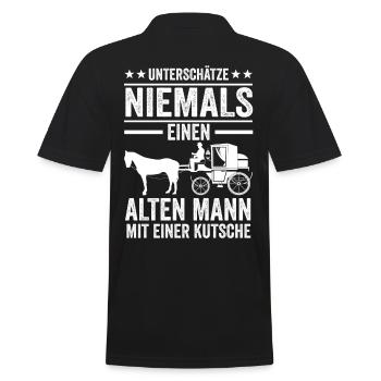 Kutscher Kutsche Pferdekutsche Kutschenpferde - Männer Poloshirt - Schwarz - Hinten - Kai (181cm)