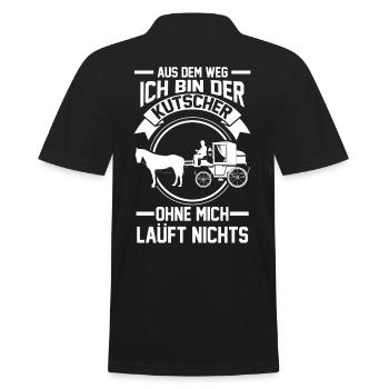 Kutscher Pferdekutsche Kutsche Pferde - Männer Poloshirt - Schwarz - Hinten - Kai (181cm)