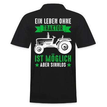 Traktor Trecker Landwirtschaft Bauer Landwirt - Männer Poloshirt - Schwarz - Hinten - Kai (181cm)