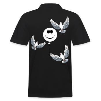 Heavenly Balloon Doves of Peace Doves Peace - Men's Polo Shirt - black - Back - Kai (181cm)
