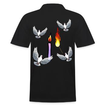 Kerze Trauer Friedenstauben Tauben Trauer Tod Gott - Männer Poloshirt - Schwarz - Hinten - Kai (181cm)
