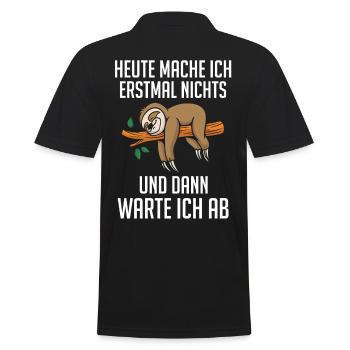 Faultier Heute Mache Ich Nichts Lustige Sprüche Fü - Männer Poloshirt - Schwarz - Hinten - Kai (181cm)