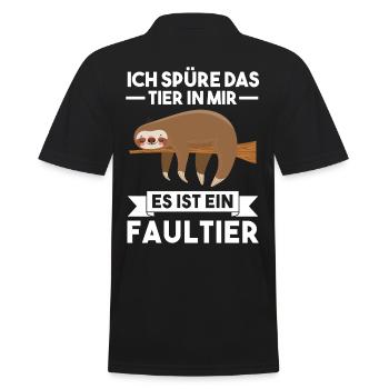 Ich Spüre Das Tier In Mir Es Ist ein Faultier - Männer Poloshirt - Schwarz - Hinten - Kai (181cm)