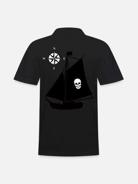 Bateau pirate Skull Compass Windrose Pirates - Polo Homme - noir