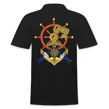 Maritime Steering Wheel Wind Rose Compass Nautical Ahoy - Men's Polo Shirt - black - Back - Kai (181cm)