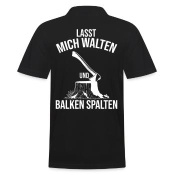 Lustiger Holz Hacken Spruch Kaminholz ruft - Männer Poloshirt - Schwarz - Hinten - Kai (181cm)