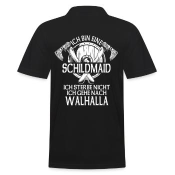 Schildmaid Walhalla Wikinger Walkürin Odin - Männer Poloshirt - Schwarz - Hinten - Kai (181cm)