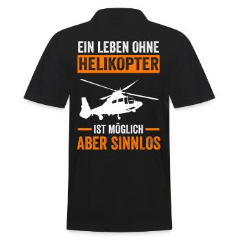 Helikopter Hubschrauber Heli Pilot - Männer Poloshirt - Schwarz - Hinten - Kai (181cm)