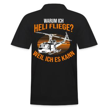 Helikopter Hubschrauber Pilot Hubschrauberpilot - Männer Poloshirt - Schwarz - Hinten - Kai (181cm)