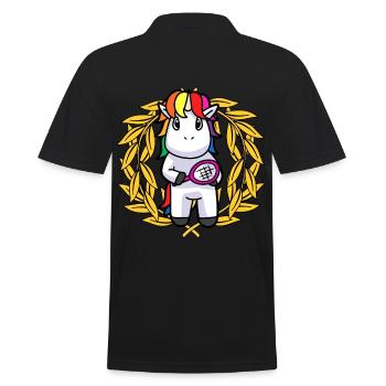 Platzierung Sieger Gewinner Einhorn Tennisspieler - Männer Poloshirt - Schwarz - Hinten - Kai (181cm)