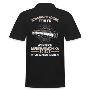 Mundharmonika Musikinstrument Harmonica - Männer Poloshirt - Schwarz - Hinten - Kai (181cm)