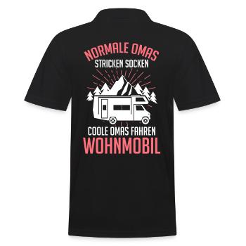 Camping Oma Camperin Campingplatz Stellplatz Hobby - Männer Poloshirt - Schwarz - Hinten - Kai (181cm)