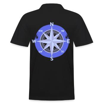 Kompass Windrose Richtung Outdoor Maritim Nautik - Männer Poloshirt - Schwarz - Hinten - Kai (181cm)