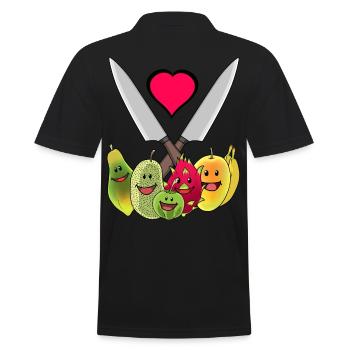 Küchenmesser Vegetarisch Früchte exotisch Obst - Männer Poloshirt - Schwarz - Hinten - Kai (181cm)