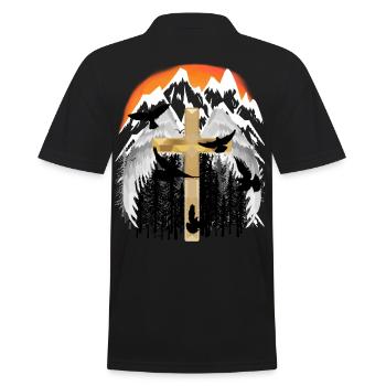 Cross, Mountains, Mountains, Peaks, Mourning, Death, Jesus God - Men's Polo Shirt - black - Back - Kai (181cm)