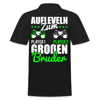 Gamer Bruder Aufleveln zum Grossen Bruder - Männer Poloshirt - Schwarz - Hinten - Kai (181cm)