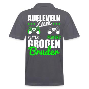 Gamer Bruder Aufleveln zum Grossen Bruder - Männer Poloshirt - Anthrazit - Hinten - Nico (186cm)