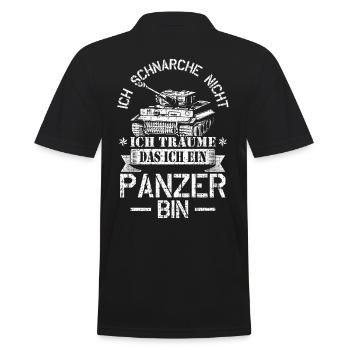 Ich schnarche nicht ich träume das ich ein Panzer - Männer Poloshirt - Schwarz - Hinten - Kai (181cm)