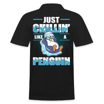 Nur chillin wie ein Pinguin lustiger Kühlantarktis - Männer Poloshirt - Schwarz - Hinten - Kai (181cm)