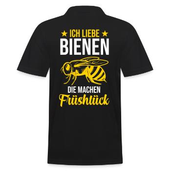 Bienen Honig Früßstück Imkerei Bienenflüsterer Imk - Männer Poloshirt - Schwarz - Hinten - Kai (181cm)