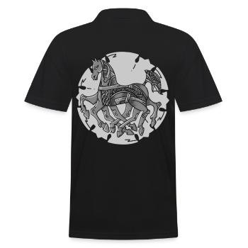 Odins Pferd Sleipnir ein cooles Wikinger Design - Männer Poloshirt - Schwarz - Hinten - Kai (181cm)