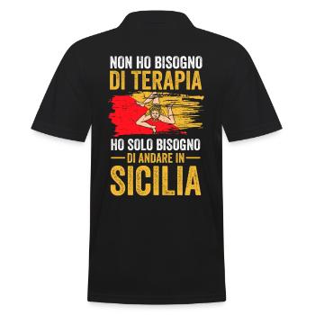 Siciliani Terapia Siciliano Siciliana Sicilia - Männer Poloshirt - Schwarz - Hinten - Kai (181cm)