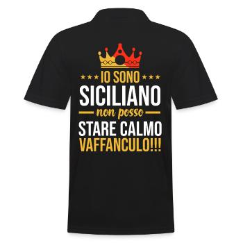 Siciliano Vaffanculo Sicilia - Männer Poloshirt - Schwarz - Hinten - Kai (181cm)