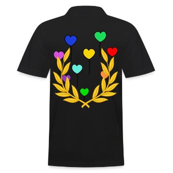 Lorbeerkranz Luftballons Sieg Sieger Gewinner - Männer Poloshirt - Schwarz - Hinten - Kai (181cm)