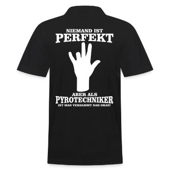 Pyrotechniker lustig witzig Finger fehlt Geschenk - Männer Poloshirt - Schwarz - Hinten - Kai (181cm)