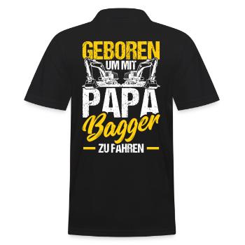 Geboren um mit Papa Bagger zu fahren - Männer Poloshirt - Schwarz - Hinten - Kai (181cm)
